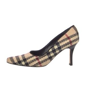 Burberry London Tweed Plaid Print Pumps